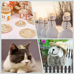 ミニ麦わら帽子  人形の編み物帽子  編み込みキャップ DIY クラフト クリスマス コスチューム アクセサリー 長方形 ビニール袋付き  ナバホホワイト  45~47x12mm  内径：20mm  20pc&nbsp;DIY-SC0027-32A