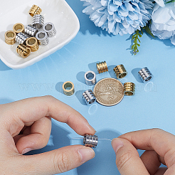 20個 2スタイル 304ステンレススチールビーズ  コラム  本金メッキ&ステンレススチールカラー  9~10x8~10mm  穴：6.5~7mm  10個/スタイル&nbsp;STAS-BBC0009-82