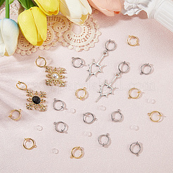 20個 2色 304ステンレススチール クリップオンイヤリング金具  非ピアスのDIYイヤリング作成用  ループとスプリング金具と快適なシリコンパッド付き  ミックスカラー  17x13x4.5mm  穴：1.8mm  10個/カラー&nbsp;STAS-SC0010-31