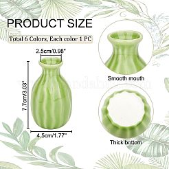 ミニセラミック花瓶6個、6色、ホームデコレーション用  センターピース用の小さなつぼみの花瓶  ウェーブテクスチャーの花瓶  ミックスカラー  45x77mm  穴：25mm  1pc /カラー&nbsp;BOTT-NB0001-04