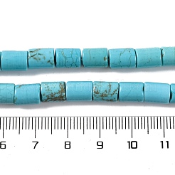 天然石ハウライトビーズ連売り  染め  コラム  ダークターコイズ  8x6.5mm  穴：1mm  約49個/連  15.55''（39.5センチメートル）&nbsp;G-H025-01