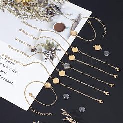 DIYフォトリンクブレスレット作成キット  304ステンレススチールアズキチェーンブレスレットの作成とフラットラウンドカボションコネクタのセッティングを含む  ガラスカボション  ゴールドカラー  80個/箱&nbsp;DIY-NB0007-19