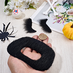 プラッシュファイバー粘着人工眉毛2組と口ひげ2個  クリスマス ハロウィン コスプレ アクセサリー  ブラック  45x70x2mm&nbsp;DIY-GF0011-79