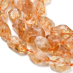 加熱された天然シトリンビーズ連売り  ラフ  ナゲット  ナゲット  12.5~18x9.5~12x7~10mm  穴：1mm  約27個/連  16.06インチ（40.8cm）&nbsp;G-L634-A02-03