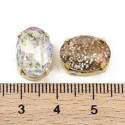 縫い付けラインストーン  ガラスクリスタルラインストーンマルチ連リンク  真鍮製爪付き台座付き  衣料品アクセサリー  多面カット  オーバル  ゴールドカラー  14x10x6.5mm  穴：1mm&nbsp;EGLA-F162-08G-03