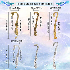 12スタイルの合金ブックマーク金具6個  穴付き  イルカ＆マーメイド＆ドラゴン  ミックスカラー  81.5~123x20~35x2.5~4mm  穴：2.5~3.5mm  2個/スタイル&nbsp;FIND-SC0003-51