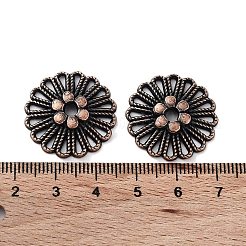 チベット風合金ビーズ  カドミウムフリー＆鉛フリー  花  赤銅鉱  23x23x3.5mm  穴：3mm&nbsp;X-FIND-Q094-09R