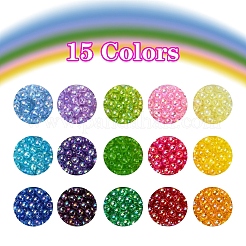 15色透明アクリルビーズ  ABカラーメッキ  ラウンド  ミックスカラー  6x5mm  穴：1.5~1.8mm  1200~1275個/箱&nbsp;DIY-YW0005-36