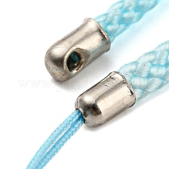 ポリエステルコード携帯ストラップ  プラチナメッキ鉄パーツ  シアン  8~9cm&nbsp;FIND-G063-02P-07