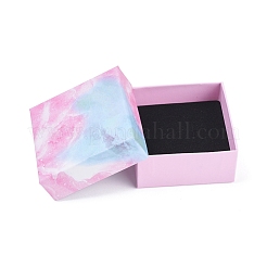 厚紙箱ジュエリーセットボックス  内部のスポンジ  正方形  空色  7.5x7.5x3.5cm&nbsp;CBOX-G018-D02
