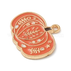 感謝祭の合金ペンダント  エナメル  ゴールドカラー  カボチャ  21x25x1.6mm  穴：1.8mm&nbsp;ENAM-R007-01G-09