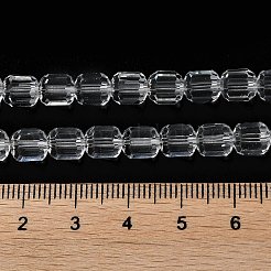 ガラスビーズ連売り  ファセットバレル  透明  7x6mm  穴：1mm  約78~79個/連  21.26~21.46インチ（54~54.5cm）&nbsp;GLAA-G112-01B