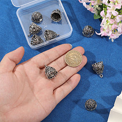チベットスタイルの亜鉛合金ペンダントベイル10個  タッセルキャップ保釈  アンティークシルバー  22.5x18x17mm  穴：2.5mm&nbsp;FIND-CA0011-51