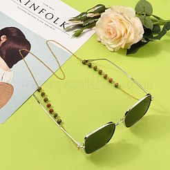 304ステンレススチール眼鏡チェーン  眼鏡用ネックストラップ  ユニカイトで  カニカンとラバーループエンド  ゴールドカラー  27.75インチ（70.5cm）&nbsp;AJEW-EH00258-03