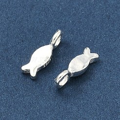 925スターリングシルバーチャーム  銀色のメッキ  スタンプ925個付き  魚  10x2.8x1.4~3.5mm  穴：1.8mm&nbsp;STER-A050-01B-S