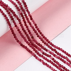天然石ホワイトジェイドビーズ連売り  染め  ラウンド  ファイヤーブリック  2.5~3mm  穴：0.7mm  約131個/連  15.75インチ（40cm）&nbsp;G-C247-02B