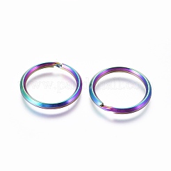 イオンプレーティング（IP）304ステンレススチール製スプリットキーリング  キーホルダー留め金のパーツ  虹色  23.5mm&nbsp;STAS-G201-11A-M