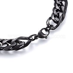 304ステンレススチールカーブチェーンネックレス  カニカン付き  ブラック  23.62インチ（60cm）  13mm&nbsp;NJEW-H493-20B