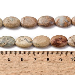 天然アクアテラジャスパービーズ連売り  印象ジャスパー  フラットオーバル  13~14x10x5~5.5mm  穴：0.8mm  約28個/連  14.88~15.08インチ（37.8~38.3cm）&nbsp;G-L624-E03-14x10mm