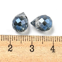 電気メッキガラスビーズ  多面カット  ティアドロップチャーム  トップ掘削  スチールブルー  11x8mm  穴：1.2mm&nbsp;EGLA-K062-01A-HR01