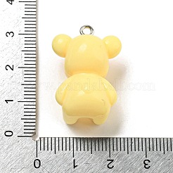 不透明樹脂ペンダント10個  プラチナメッキの鉄製ループが付いたクマのチャーム  シャンパンイエロー  27.5x19x16.5mm  穴：2mm&nbsp;RESI-H160-01P-09