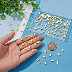 真鍮ビーズ50個  長方形  ゴールド  8x3x3mm  穴：2mm&nbsp;KK-PH0015-67B