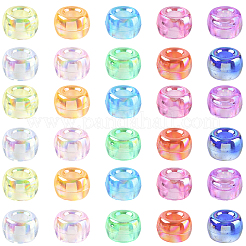 UVメッキアクリルビーズ500個。  大穴ビーズ  虹色の  ロンデル  カラフル  9x6mm  穴：4mm&nbsp;OACR-SP0001-85C