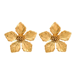 304ステンレススチールスタッドピアス  花  18KGP本金メッキ  32.5x34mm&nbsp;EJEW-Z114-01G