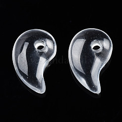 クリアガラスペンダント  勾玉  透明  24~25x15.5x6mm  穴：3mm&nbsp;GLAA-S066-003C