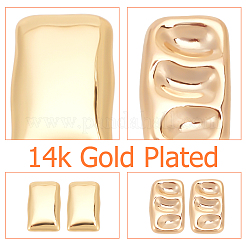 本物の14Kゴールドメッキ4ペア4スタイル合金スタッドピアス（女性用）  長方形  本物の金メッキと本物のプラチナメッキ  28.5~31x18.5~19mm  1ペア/スタイル&nbsp;EJEW-AN0004-24