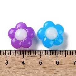 ツートンの不透明アクリルビーズ  模造ゼリー  花  16x16x9mm  穴：2.8mm  約458個/500g&nbsp;SACR-I005-04B