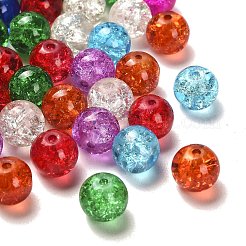透明クラックガラスビーズ  ラウンド  ミックスカラー  8x7mm  穴：1mm  約700個/500g&nbsp;CCG-MSMC0002-02-M