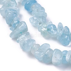 天然石アクアマリンビーズ連売り  チップ  4~11x3.5~7x2~4.5mm  穴：1mm  約156~162個/連  15.35インチ〜15.62インチ（39~39.7cm）&nbsp;G-E271-96A