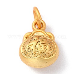 真鍮製チャーム  丸カン付き  長持ちメッキ  中国語のフーとフラットラウンド  ミックスカラー  11.5x9x7mm  穴：3.5mm&nbsp;ZIRC-I054-30