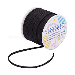 スエード調コード  フェイクレース  ブラック  3x1mm  約30m /ロール&nbsp;LW-BC0001-1090