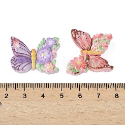 オペーク樹脂カボション  花と蝶  ミックスカラー  22~25.5x26.5~28.5x8~9mm&nbsp;KY-G031-04
