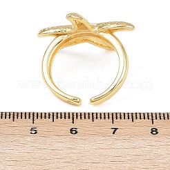 海をテーマにした真鍮製のカフリング  18KGP本金メッキ  カドミウムフリー＆ニッケルフリー＆鉛フリー  ヒトデ  内径: 調節可能  ヒトデ：23x25.5mm&nbsp;RJEW-C135-01G-16