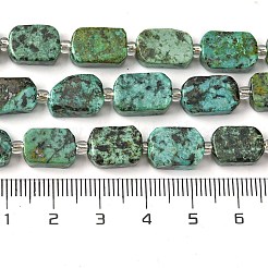 天然アフリカンターコイズ（ジャスパー）ビーズ連売り  シードビーズで  長方形  11.5~12.5x7.5~10x5~6.5mm  穴：0.8~0.9mm  約13個/連  7.68~8.07インチ（19.5~20.5cm）&nbsp;G-C098-A04-01