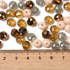 ガラスビーズ  多面カット  ロンデル  バリーウッド  8x6mm  穴：1mm  約145個/60g&nbsp;EGLA-A034-SM8mm-34