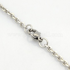 変色しにくいメンズ 304 ステンレス ケーブル チェーン ネックレス  カニカン付き  多面カット  ステンレス鋼色  29.5インチ（74.9cm）&nbsp;STAS-O037-12P