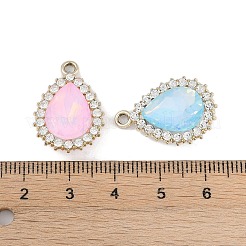Uvメッキ合金ペンダント  ガラスと  鉛フリー＆カドミウムフリー  ティアドロップ  ゴールドカラー  ミックスカラー  23x16x7mm  穴：2mm&nbsp;FIND-M018-27G