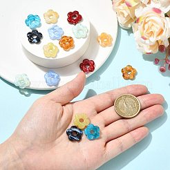 16個 8色 ツートン ハンドメイド ランプワーク ヨーロピアン ビーズ  大穴ビーズ  花  ミックスカラー  15~16x15.5~16x3~4.5mm  穴：4~5mm  2個/カラー&nbsp;LAMP-FS0001-83