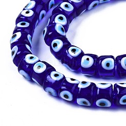 手作りナザールボンジュウランプワークビーズ連売り  コラム  ブルー  8.5x6~7mm  穴：2mm  約53~56個/連  13.78インチ〜14.17インチ（35cm〜36cm）&nbsp;LAMP-WH0006-05B