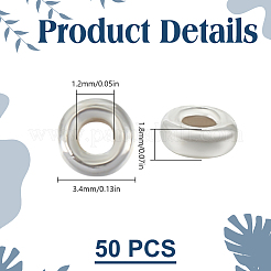 50 個 925 スターリングシルバービーズ  ロンデル  銀  3.4x1.8mm  穴：1.2mm.&nbsp;STER-DR0001-26