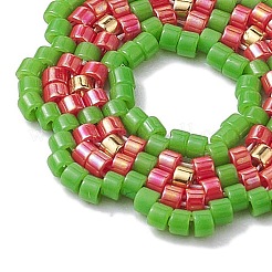 シードビーズ ビーズチャーム  花のペンダント  薄緑  23x22x3mm  穴：3.4mm&nbsp;PALLOY-MZ00205-04