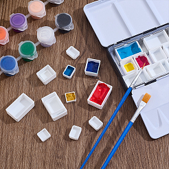 プラスチックの空の水彩絵の具鍋  ペイントケースアートパレット用品用  ホワイト  1.1~2.95x1.15~1.85x0.4~0.97cm  120個/セット&nbsp;AJEW-PH0006-10