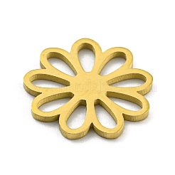 304ステンレススチールフィリグリージョイナーリンク  レーザー切断  花  ゴールドカラー  13.5x13.5x1mm  穴：4x1.7mm&nbsp;STAS-R228-01G