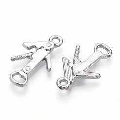 合金ペンダント  カドミウムフリー＆ニッケルフリー＆鉛フリー  栓抜き  プラチナ  21x12x2.5mm  穴：1.8mm&nbsp;PALLOY-N176-129P