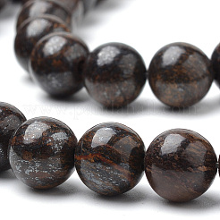 天然石ブロンザイトビーズ連売り  ラウンド  8mm  穴：1mm  約50個/連  15.7インチ&nbsp;G-S272-01-8mm