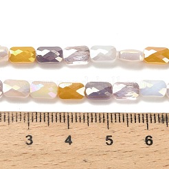 電気メッキガラスビーズセット  長方形  多面カット  オレンジ  7x4x3mm  穴：0.8mm  約60~61個/連  15.75''~16.02''（40~40.7センチメートル）&nbsp;EGLA-P068-01A-09